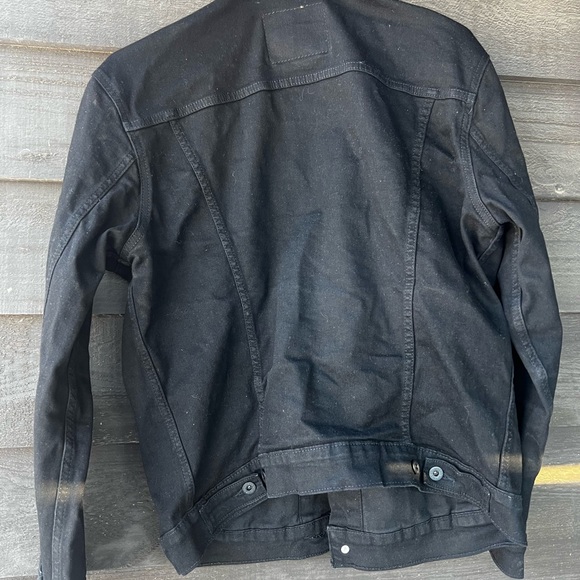 CLEAN Levis size Large Denim Trucker Jacket Black - Picture 5 of 5